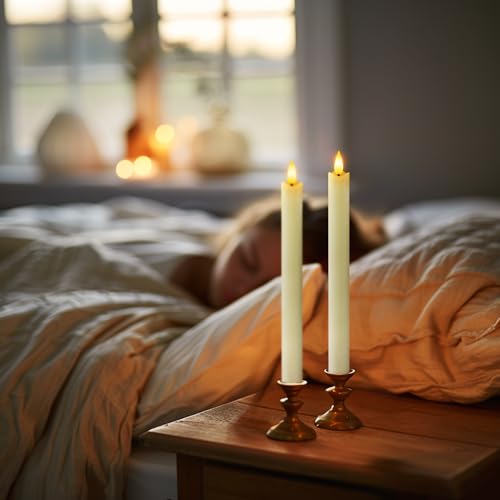 Homemory Rechargeable Flameless Taper Candles, Real Waxy LED Candlesticks Flickering, Battery Operated Candles with Remote Timer, 9.6 Inches for Home Wedding Christmas Decor, 6 Pcs, Ivory – Bild 4