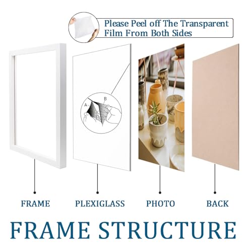 Image of KTKDE A3 Poster Frame White Woodgrain Picture Frame-11.7x16.5in Set of 3- Photo Frame,Certificate Frame with Plexiglass for Wall Mount or Table Top Display