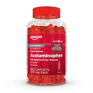 Amazon Basic Care Rapid Release Acetaminophen Caplets 500 mg, Extra Strength Pain Reliever and Fever Reducer, 400 Count