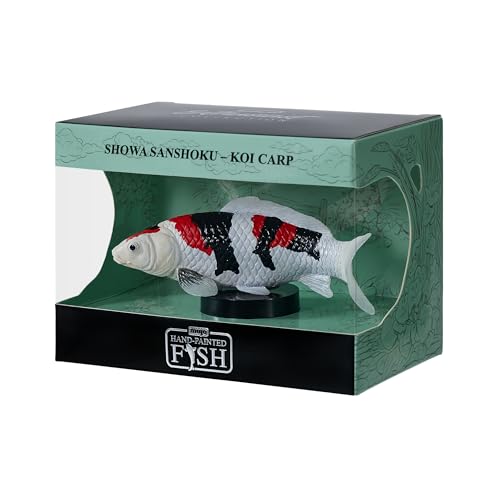 MOJO | Showa Sanshoku Koi Carp Figurine de poisson peinte à la main, modèle décoratif noir, blanc et rouge, collection Enthusiast Série 1, style japonais (Showa Sanshoku Carp)