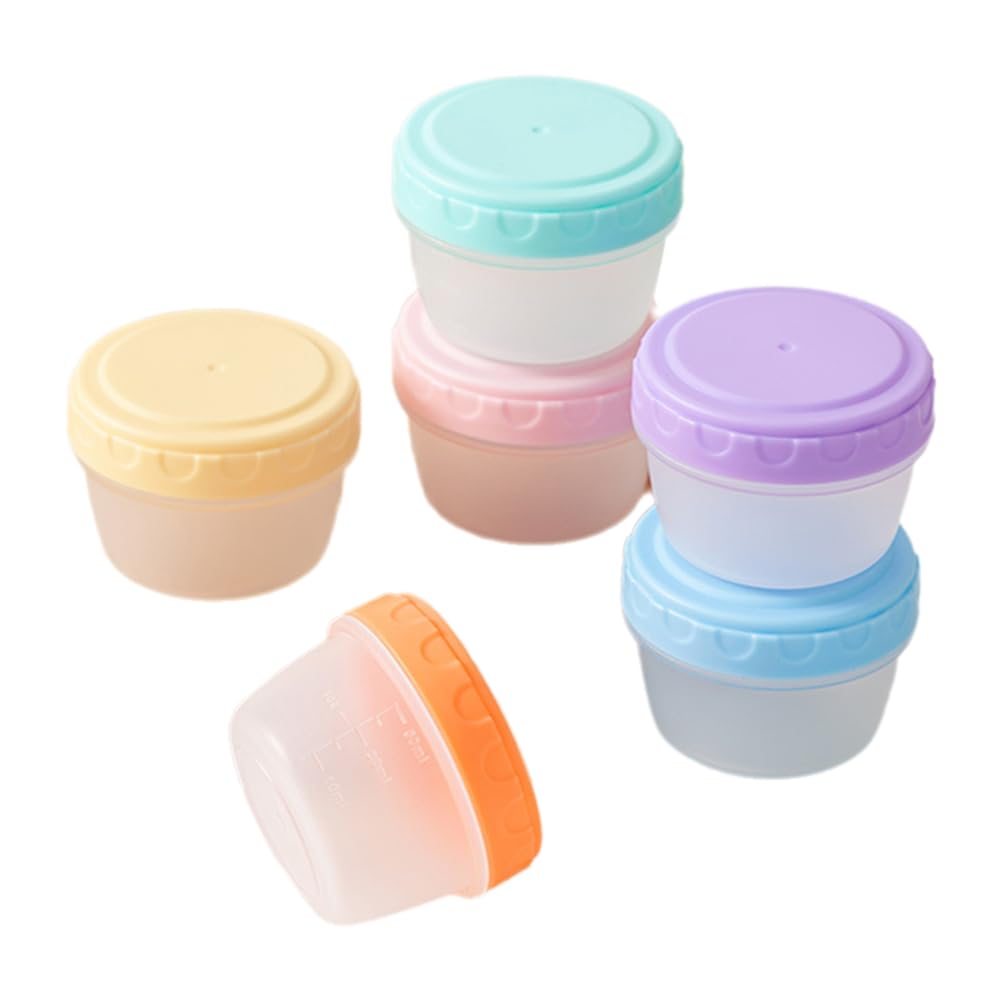 CTRLZS Leakproof Condiment Containers with Graduated Lines, 6 Pack Reusable Salad Dressing To-Go Cups with Lids