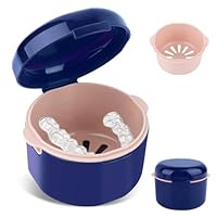 Zahnspangendose, ELEPRUC Tragbare Prothesendose Abdeckung mit Sieb, Doppelschichtiger Hohler Abfluss, Spangendose Box, Gaumenschutz Box, Mundschutz Box fur Kieferorthopädische Halterung Reinigungsbox