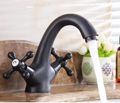 Robinet de salle de bain en laiton mitigeur lavabo noir eau chaude et froide