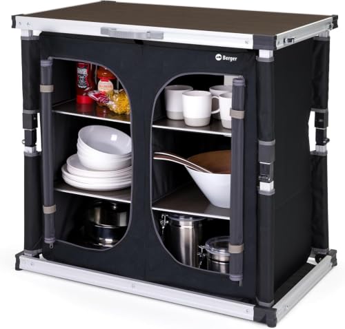 Berger | Meuble Cuisine Camping | Plan de Travail Cuisine Rangement Cuisine | Desserte Cuisine Accessoires Camping Car | Armoire Pliante Camping-Car | Taille L