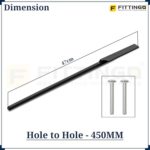 Image of Goldcrest 47cm Handle for Wardrobe & Cabinet /Cupboard Handle /Wardrobe Handle /450mm Hole to Hole (Silk Black) Pack of 1 - Right Side Handle-| 3 Years Warranty |