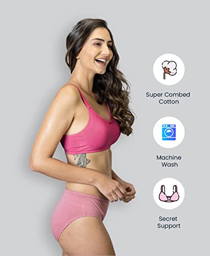 Image of Lyra 515 Valentina Full Covarage Solid Coloured Premium Cotton Moulded Bra for Women (Pack of 2) Multicolour