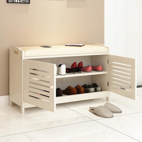 Banc à chaussures 80 cm avec rangement et siège à langer intégré pour l'entrée