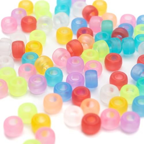 Image of Gxueshan 1000 Pcs Acrylic Plastic Candy Color Pony Kandi Pens Hair Beads 6x9mm for Friendship Bracelet Necklace Jewelry Making Braiding Kit Bulk