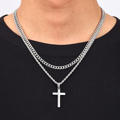 Stainless Steel Men's Necklace Chain - Silver 2.5mm Width, 16-26 Inch Length - View #6