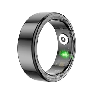 Smart Wearable Fitness Tracker, Sleep Tracking Smart Ring, Heart Rate, Blood Oxygen, Body Temperature Monitoring, Pedometer with APP, IP68 Waterproof Wireless Charging（Black）
