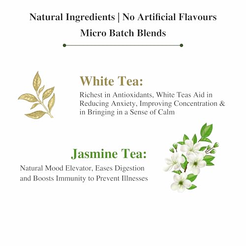 Sancha Tea Boutique, Jasmine White Tea, 25g Silver Needle White Tea Buds, Chinese White Tea with Jasmine Blossoms, Rare Floral Loose Leaf Tea