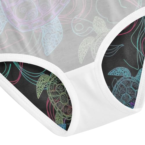 Toddler Panties, Neon Sea Turtles Girls' Cotton Brief Underwear, 2T–8 Years4