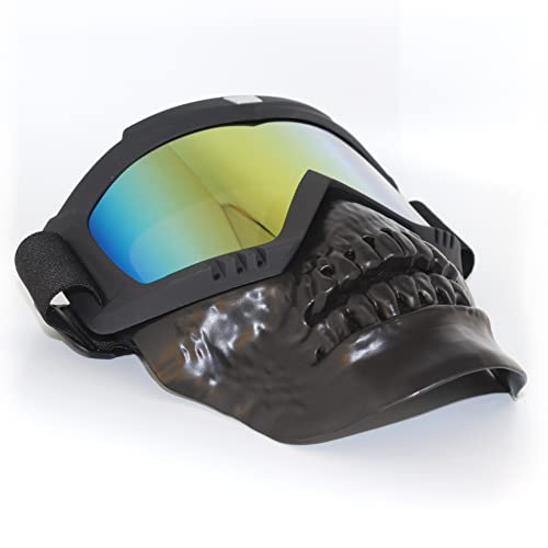 Crossbody Skull Motorcycle Helmet Riding Goggles Glasses With Detachable Face Shield Retro Helmet Glasses Detachable Anti-Fog And Windproof Cross-Country Skiing Glasses For Adult Men And Women #TOP2