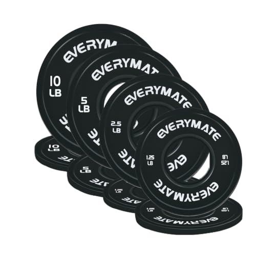 Image of EVERYMATE Change Weight Plates 1.25LB 2.5LB 5LB Set Fractional Olympic Bumper Plates for Cross Training Steel Insert Strength Training