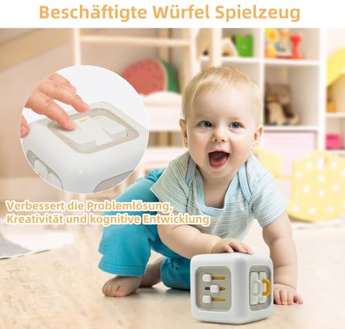VORENUS Baby Spielzeug ab 1 Jahr, Montessori Spielzeug für 12-24 Monate, 6 in 1 Baby Motorikwürfel Motorikspielzeug, Montessori Sensorik Spielzeug für Kleinkinder Jungen Mädchen 1-3 Jahr