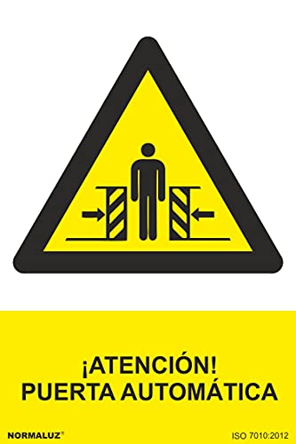 Señal ¡Atención! Puerta Automática Con Tintas Uv | 300 X 400 Mm - Pvc Glasspack 0'7 Mm En Oferta Normaluz Rd31048 - Señal ¡Atención! Puerta Automática Pvc Glasspack 0,7 Mm 30X40 Cm Con Cte, Ripci