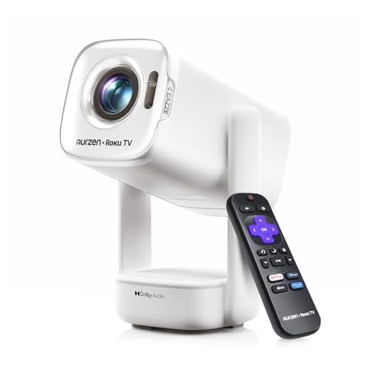 Aurzen Roku TV D1R air USB-C Powered Smart Portable Outdoor Projector White