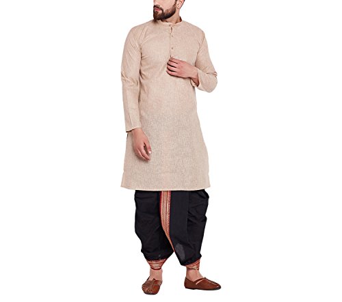 Image of SOJANYA (Since 1958 Men's Brown and Black Cotton Dhoti Kurta Set