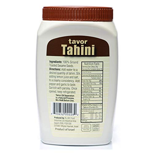 Tavor Natural Tahini Paste 1Lb (6 Pack) - Toasted Ground Sesame Seeds, Raw & Natural Smooth Sauce, For Hummus Recipes & Vegan-Friendly Meals - Non-Gmo, Dairy, Soy, & Gluten-Free - Kosher Certified #TOP1