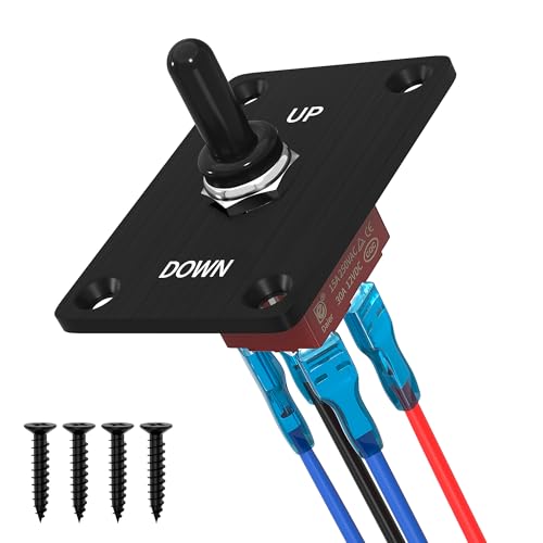 RVBOATPAT Reverse Polarity Toggle Switch 12V 30A DPDT Momentary (ON)-Off-(ON) Toggle Switch with Up Down Mounting Panel 3 Position 4PIN Wired