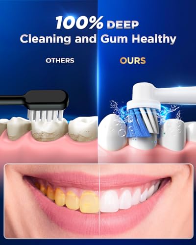 Image of Electric Toothbrush for Sensitive Teeth - Adult Toothbrushes with 3 Intensities 5 Modes, 8 Brush Heads, IPX7 Waterproof, Travel Electric Toothbrush, Light Green