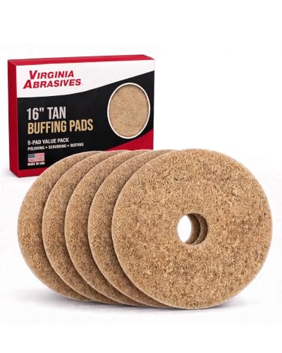 Tan Floor Maintenance Pads, Light Buffing, Cleaning & Scrubbing, 16" 5 Pack