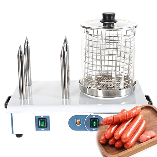 ExoticaBlend Hot Dog Warmer Steamer Machine Commercial Electric Bun Warmer with 3/4 Heating Rods Countertop Stainless Steel Sausage Warmer Adjustable Temperature 4Stick