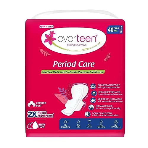 everteen Period Care XXL Soft Neem-Safflower Sanitary Pads for Women - 80 Pads, Rash Free, Anti Tan, Skin Friendly, Double Wing Shape, Advanced... - Image 4
