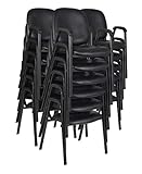 Romig Ace Vinyl Guest Stacking Chair with Arms (18 Pack)- Black