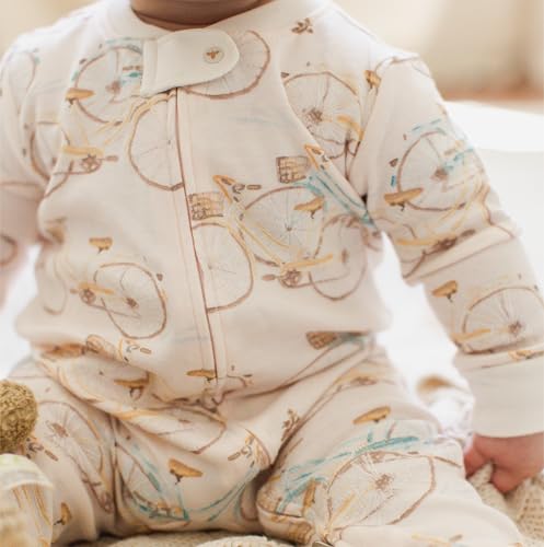Image of Burt's Bees Baby unisex-baby Sleep & Play, Organic One-piece Romper-jumpsuit Pj, Zip Front Footed Pajama