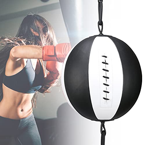 Punching Ball ,Mumian Pu Leather Boxing Ball, Speed Dodge Ball ,Boxing Sports Bag ,Double End Gym Mma Boxing Sports Punch Bag Floor To Ceiling Rope Workout Training Gym Exercise Agility Black White #TOP1