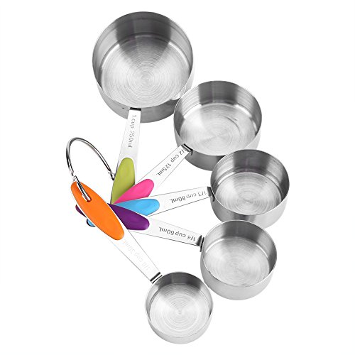 Edelstahl-Messbecher mit Waage, 5 Stück/Set Edelstahl-Messbecher-Kit Zucker Kaffee Milch Milch Küchengerät Backwerkzeuge
