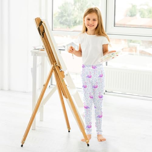 ALAZA Girls' Leggings Children's Yoga Pants Skinny Printed Dance Pink Flamingo Leopard Comfortable 4T4