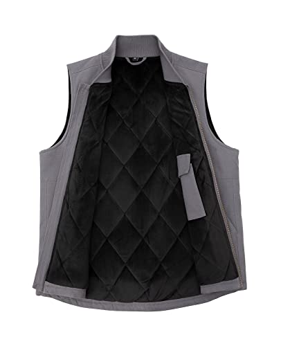 Image of ZENTHACE Mens Quilted Lined Duck Canvas Work Vest,Brass Zip Up