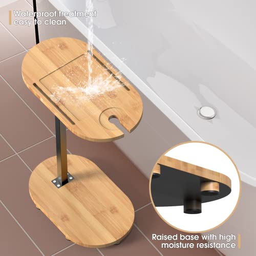 Farafox Bamboo Bathtub Tray Table, Adjustable Bathtub Side Table, Antiskid Freestanding Bath Caddy Tray, Bath Caddy Rack With Extendable Sides And Wine Glass Holder For Luxury Bath Home Spa #TOP5
