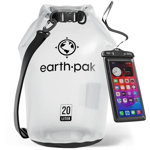 Image of Earth Pak Waterproof Dry Bag - Roll Top Waterproof Backpack Sack Keeps Gear Dry for Kayak with Waterproof Phone Case