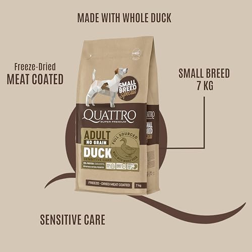 Image of Quattro Super Premium Adult Dog Food for Mini Breeds - Duck, 7 kg