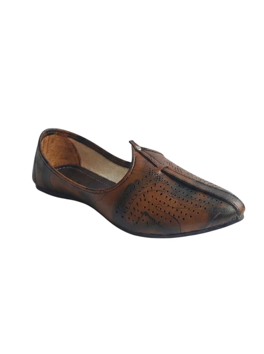 vestra aura Arrow Men's Ethnic Mojari Premium Handmade Traditional Footwear Laser Cuts-picture-33