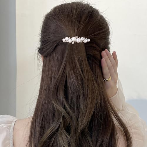 Pinza para cabello con perlas Isslly, bañado en plata vintage, elegante para boda y fiesta - 1 pieza miniatura 6