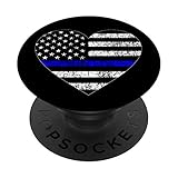 Thin Blue Line Flag Love Heart Support Police PopSockets PopGrip: Swappable Grip for Phones & Tablets