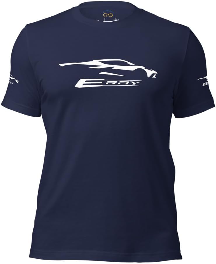 Sports Car C8 E-Ray Silhouette Graphic T-Shirt | Car Enthusiast Gift Black