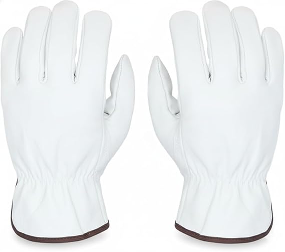 GUS 12 Pair Men's Goatskin Work Gloves, A Grade Durable Leather Work Gloves, Guantes de Trabajo Para Hombre