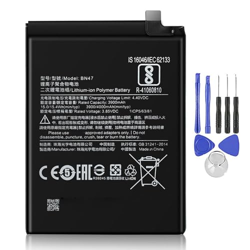 Batería compatible con Xiaomi Redmi 6 Pro, Mi A2 Lite BN47 4000 mAh + kit destornillador