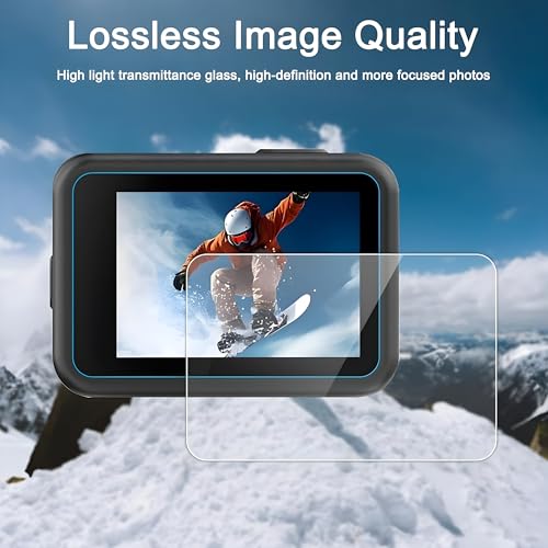 Image of OHAYO Military Strength Tempered Glass Screen Protector For GoPro Hero 13| 9H+ Hardness, Strong Protection, Full Screen Edge-to-Edge Cover, Scratch Resistant, Bubble-Free Install, Ultra HD Clarity,With installation kit, Complete Set Of 3 Glass