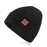 [OZERO] ニット帽 メンズ レディース 帽子 冬【大きいサイズ 軽量 伸縮性がいい】 ビーニー帽 ランニング スキー スノボ 自転車 黒