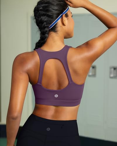 Image of RUNNING GIRL Sports Bras for Women, Moulded Cup High Impact Workout Blue Sports Bra Racerback Yoga Bra High Support(WX3068 Purple L)