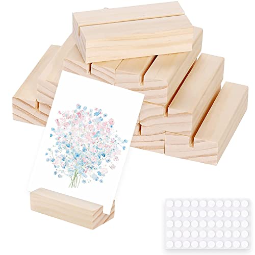 Auspcers 20PCS Titulares de Tarjetas de Madera, Soportes Tocón Madera, para restaurantes, bodas, banquetes y fiestas con marcos de fotos Cover