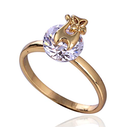 Anneau de doigt de chat mignon en zircon cubique cadeau femme