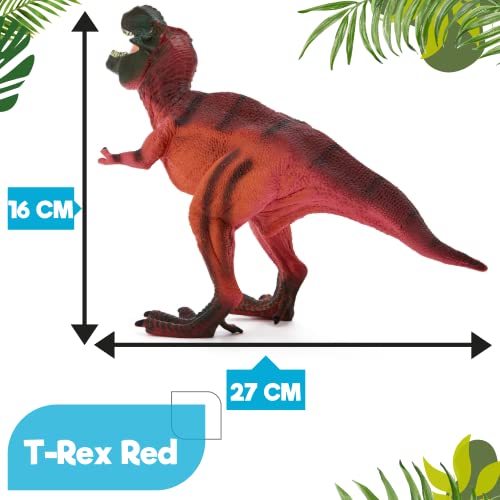 Zappi Co Childrens T-Rex Red/Black Dinosaur Figure Toy (27cm Length) Realistic Detailed Dino Collection for Kids - Image 4