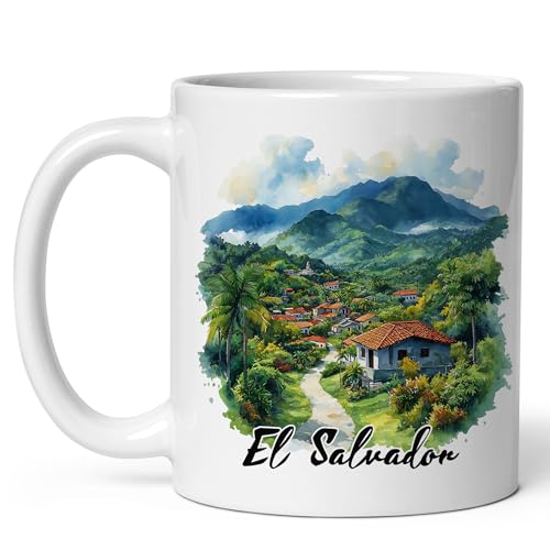 El Salvador Ceramic Coffee Mug 11oz Central America Flag Heritage Landmark - Tea Coffee Mug with Comfortable Grip - Unique Travel Gift Cup for Office or Home - Vibrant Long-Lasting Print ID44991